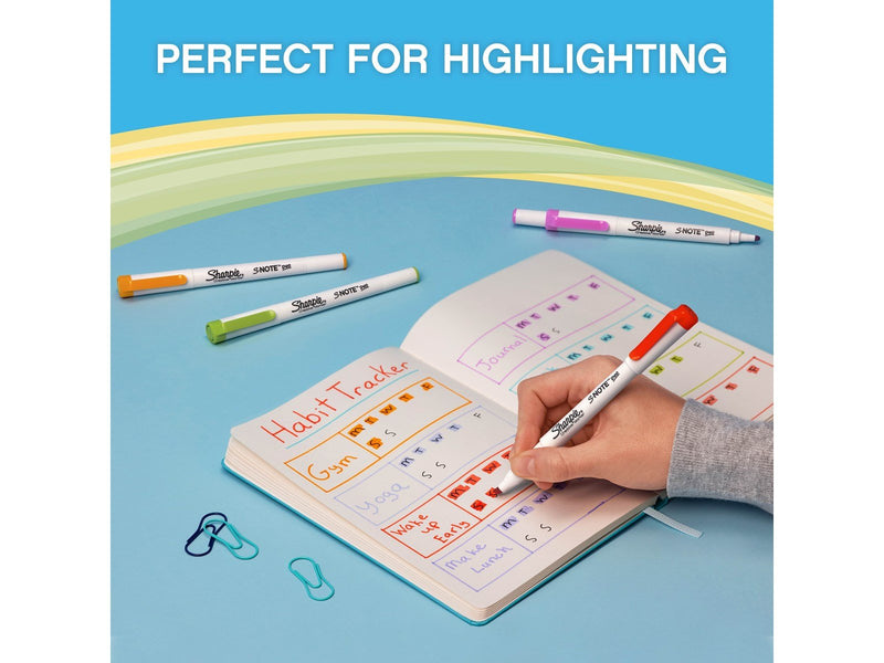 Sharpie S-Note Duo Textmarker | Kreativmarker in Pastelltönen mit beidseitiger Spitze | Patronen- und Keilspitze zum Markieren,