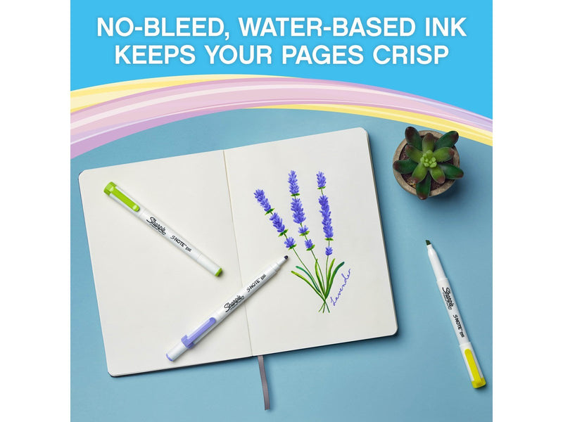 Sharpie S-Note Duo Textmarker | Kreativmarker in Pastelltönen mit beidseitiger Spitze | Patronen- und Keilspitze zum Markieren,