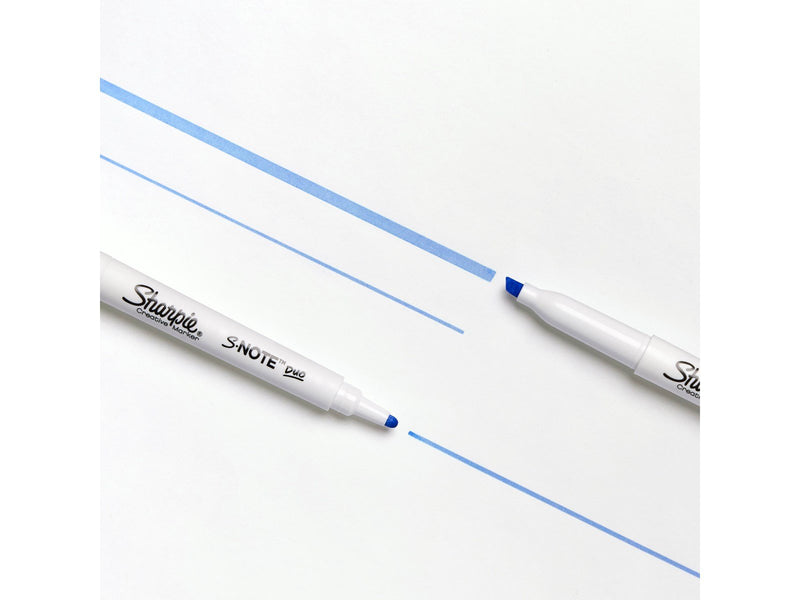 Sharpie S-Note Duo Textmarker | Kreativmarker in Pastelltönen mit beidseitiger Spitze | Patronen- und Keilspitze zum Markieren,