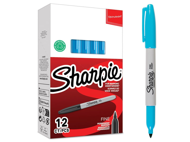 Sharpie Permanent Marker | Marker Stifte mit feiner Spitze | türkise permanente Tinte | 12 Stück Market Set