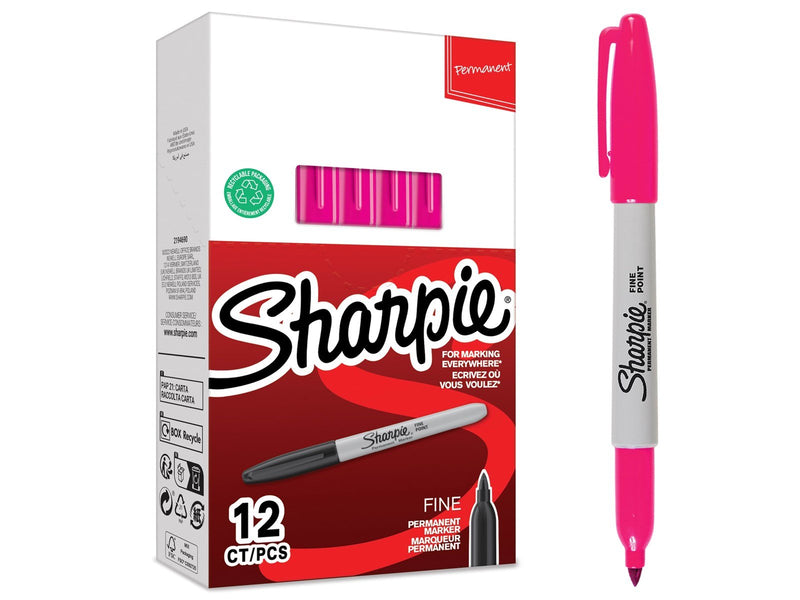 Sharpie Permanent Marker | Marker Stifte mit feiner Spitze | magenta permanente Tinte | 12 Stück Market Set