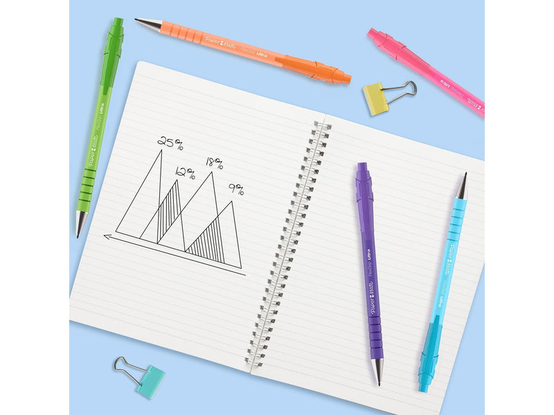 Paper Mate Flexgrip Ultra-Druckkugelschreiber | mittlere Spitze (1,0 mm) | blaue Tinte | leuchtende Farben | 5 Stück