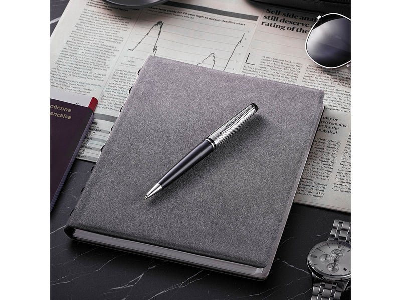 Waterman Hémisphère Kugelschreiber, Metall und steingrauer Lackierung mit palladiumbeschichteten Zierteilen, Mittlere Spitze