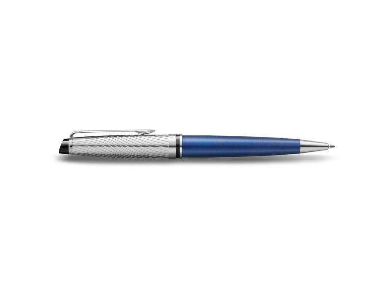 Waterman Expert Deluxe Kugelschreiber, Metall und blaue Lackierung mit palladiumbeschichteten Zierteilen, Mittlere Spitze