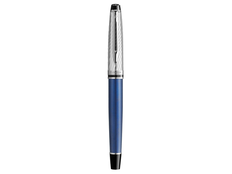 Waterman Expert Deluxe Füllfederhalter, Metall und blaue Lackierung mit palladiumbeschichteten Zierteilen, Federbreite M mit Pal