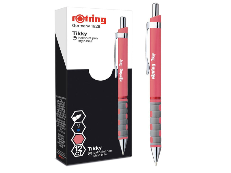 Rotring rOtring Tikky-Kugelschreiber in Pastellfarben | blaue Tinte | mittlere Spitze (1,0 mm) | Schaft in Tea Rose | federleich