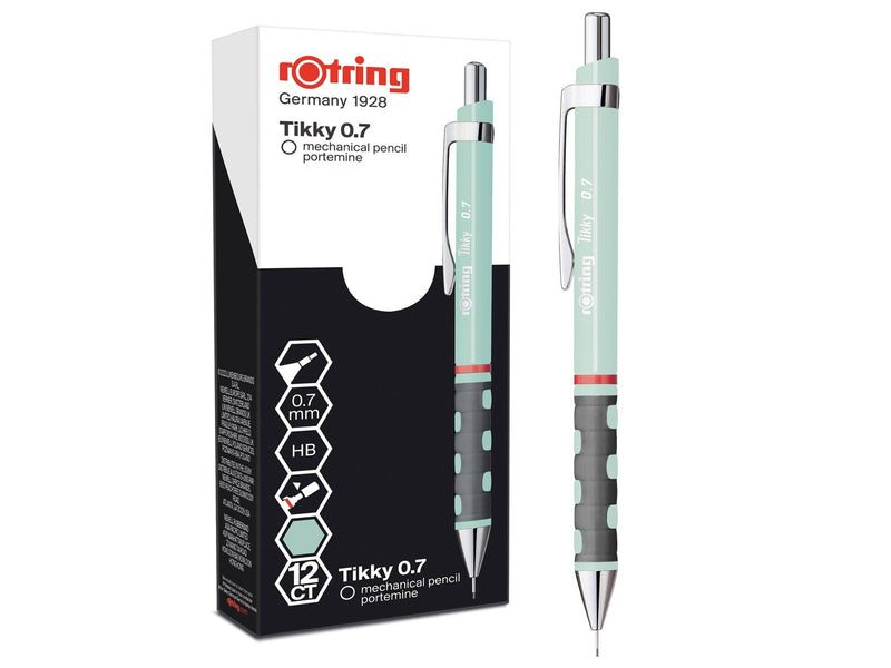 Rotring rOtring Tikky-Druckbleistifte in Pastellfarben | HB 0,7 mm | Opal Blue | mit angenehmem gummiertem Soft-Touch-Griff | 12
