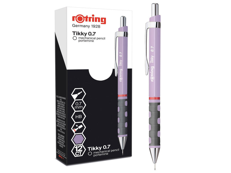 Rotring rOtring Tikky-Druckbleistifte in Pastellfarben | HB 0,7 mm | Orchid Bloom | mit angenehmem gummiertem Soft-Touch-Griff |