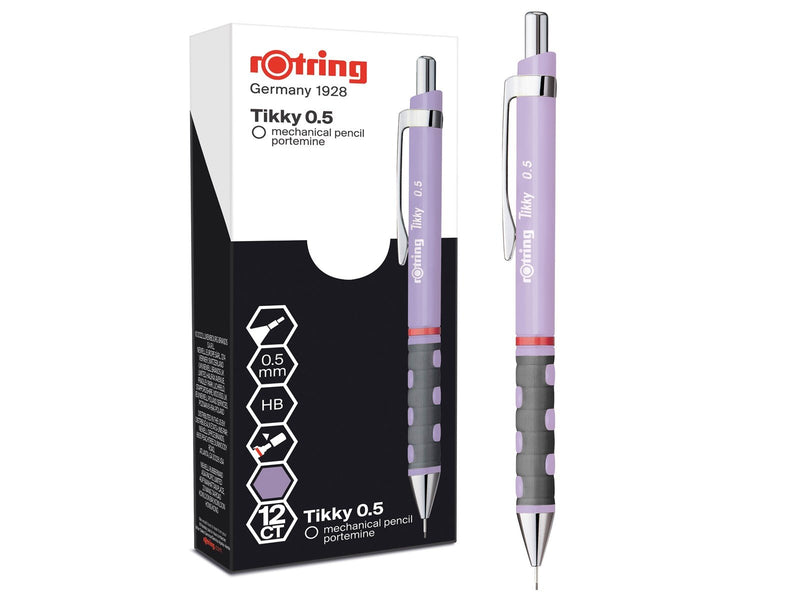 Rotring rOtring Tikky-Druckbleistifte in Pastellfarben | HB 0,5 mm | Orchid Bloom | mit angenehmem gummiertem Soft-Touch-Griff |