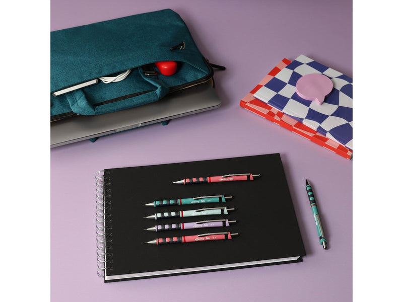 Rotring rOtring Tikky-Druckbleistifte in Pastellfarben | HB 0,5 mm | Orchid Bloom | mit angenehmem gummiertem Soft-Touch-Griff |