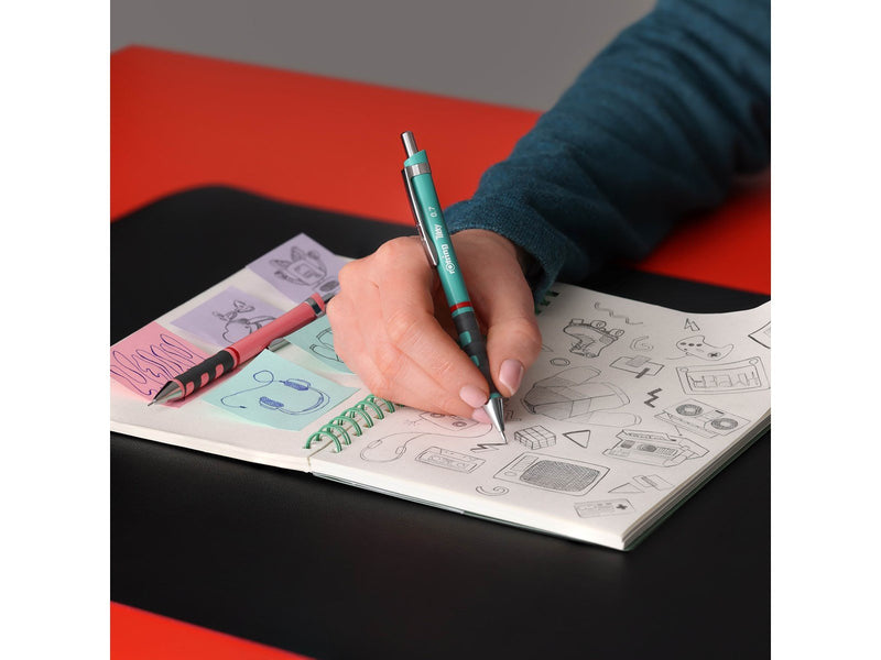 Rotring rOtring Tikky-Druckbleistifte in Pastellfarben | HB 0,7 mm | Sea Blue | mit angenehmem gummiertem Soft-Touch-Griff | 12 