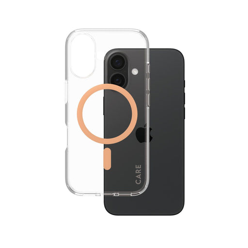 CARE by PanzerGlass® Flagship Case Transparent Urban Combat Pfirsich MagSafe für iPhone 16