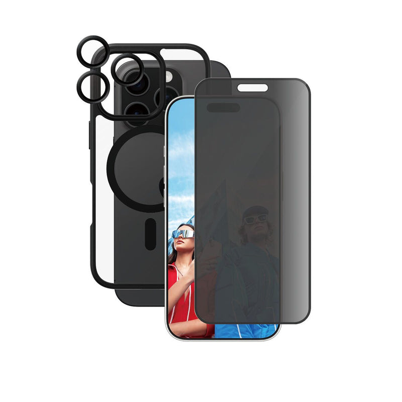 CARE by PanzerGlass® Flagship 3-in-1 Privacy Schutzset für iPhone 16 Pro