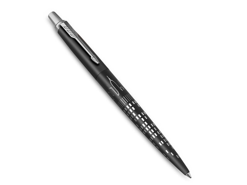 Parker Jotter Kugelschreiber | Sonderedition | New York City (NYC) Schwarz in silberner Ausführung | Blaue Tinte | Geschenkbox