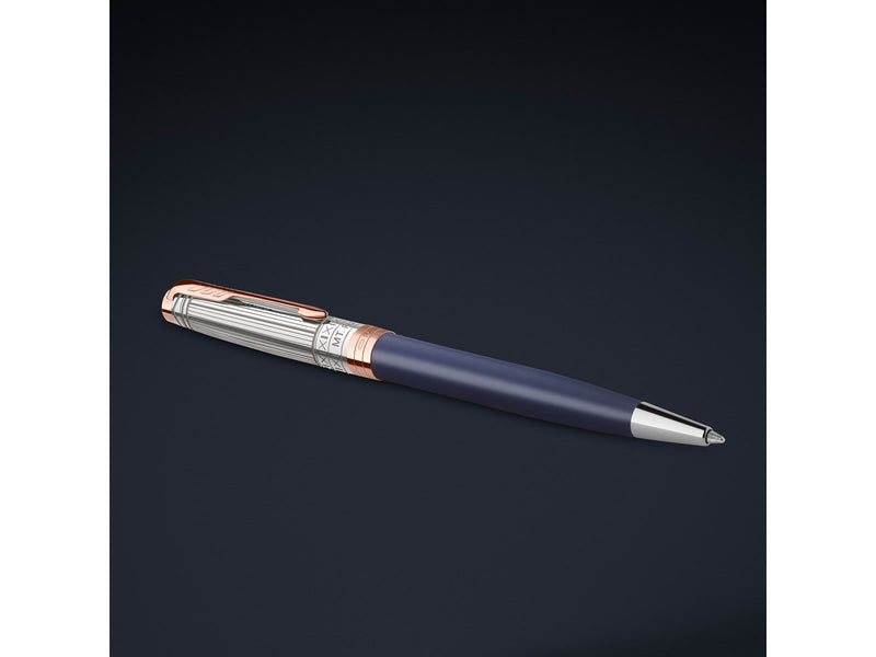 Parker Sonnet Intrepid Journeys Kollektion, Mt. Fuji Edition, Kugelschreiber, blauer Lack, reines Silber, roségoldene Zierteile,