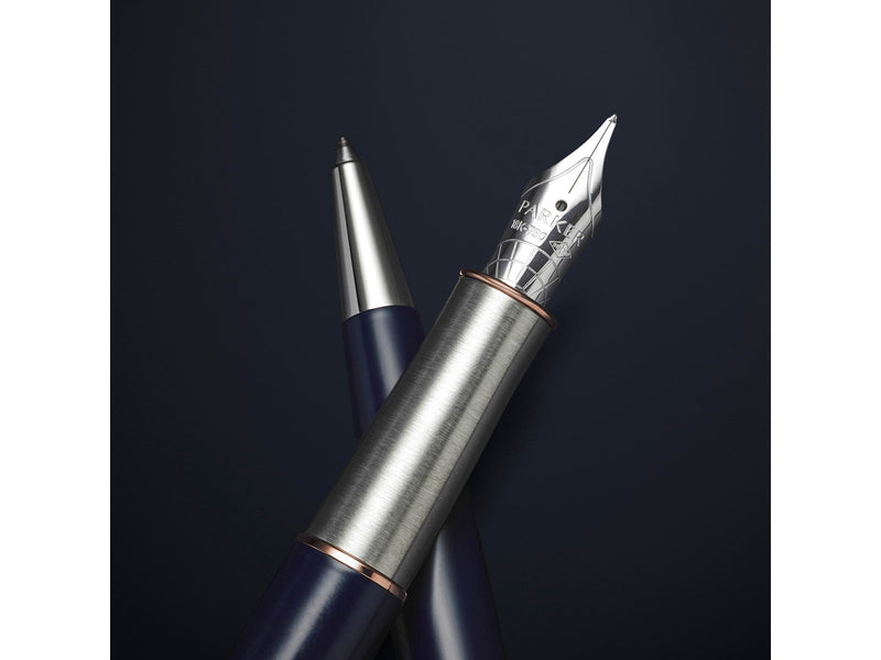 Parker Sonnet Intrepid Journeys Kollektion, Mt. Fuji Edition, Kugelschreiber, blauer Lack, reines Silber, roségoldene Zierteile,