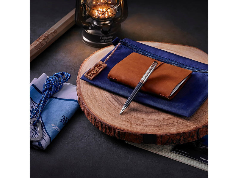 Parker Sonnet Intrepid Journeys Kollektion, Mt. Fuji Edition, Kugelschreiber, blauer Lack, reines Silber, roségoldene Zierteile,