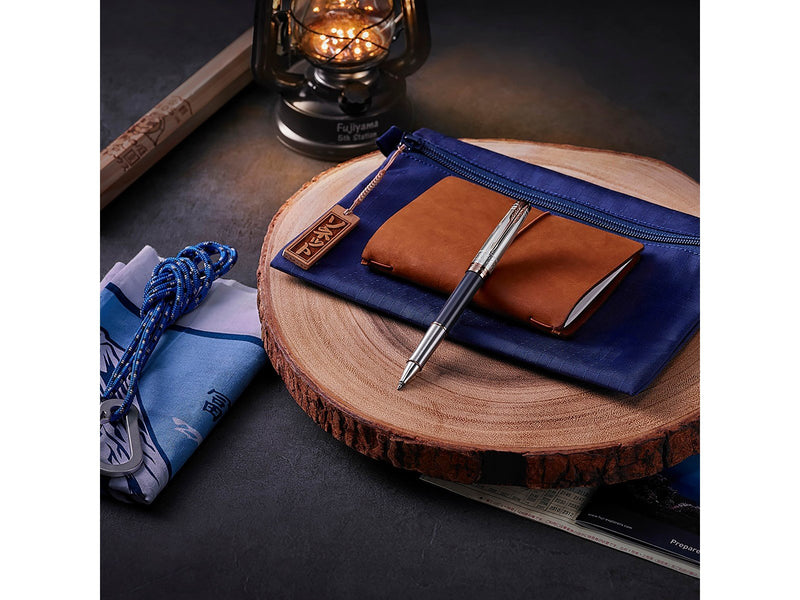 Parker Sonnet Intrepid Journeys Kollektion, Mt. Fuji Edition, Rollerball, blauer Lack, reines Silber, roségoldene Zierteile, Fed