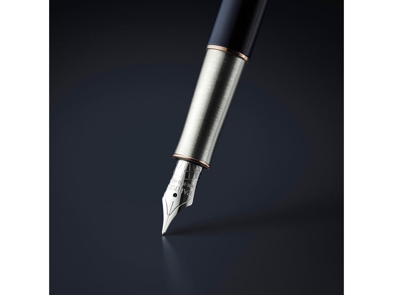 Parker Sonnet Intrepid Journeys Kollektion, Mt. Fuji Edition, Füllfederhalter, blauer Lack, reines Silber, roségoldene Zierteile