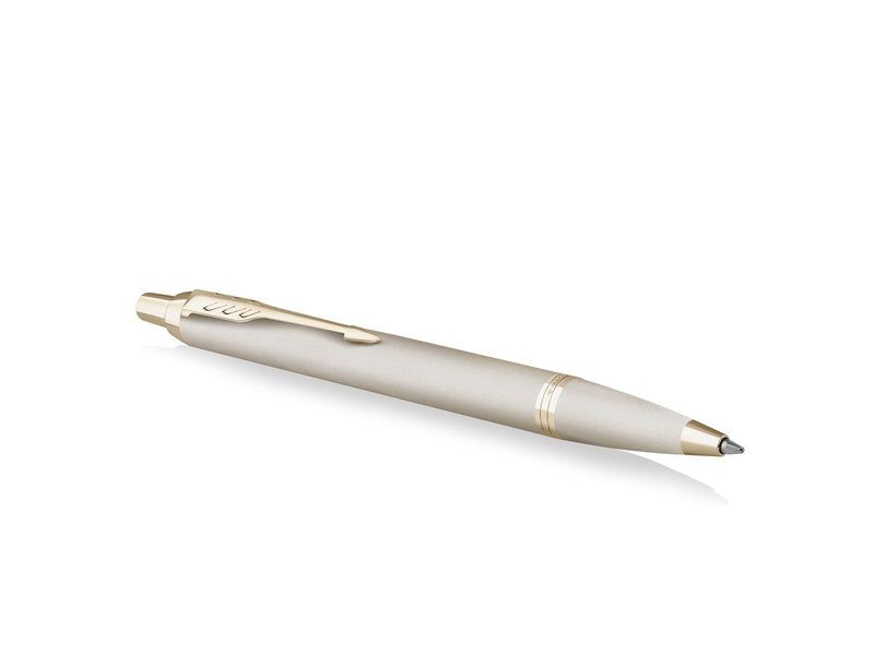 Parker IM Monochrome Kugelschreiber | blaue Tinte | Oberfläche und Zierteile in Champagnerfarben | medium Spitze | Geschenkbox