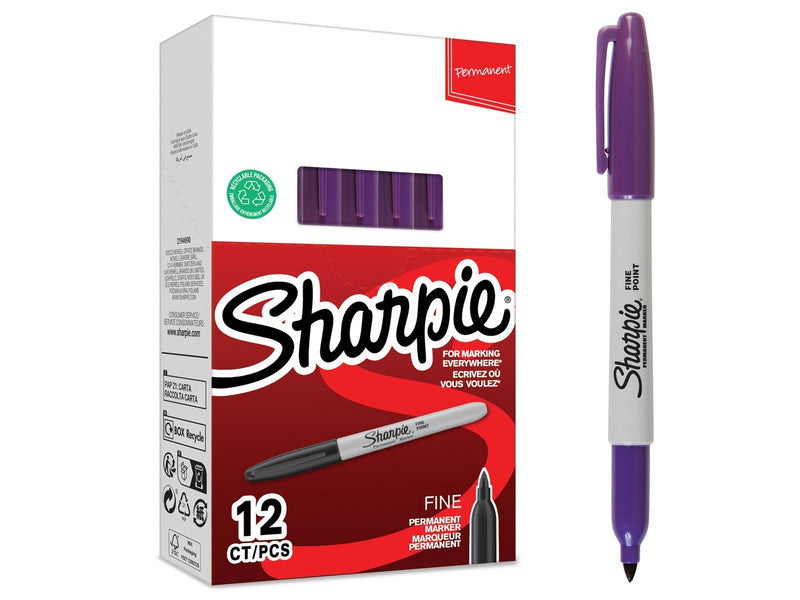 Sharpie Permanent Marker | Marker Stifte mit feiner Spitze | lila permanente Tinte | 12 Stück Market Set