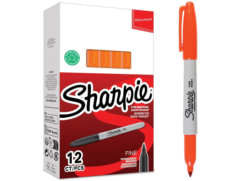 Sharpie Permanent Marker | Marker Stifte mit feiner Spitze | orange permanente Tinte | 12 Stück Market Set