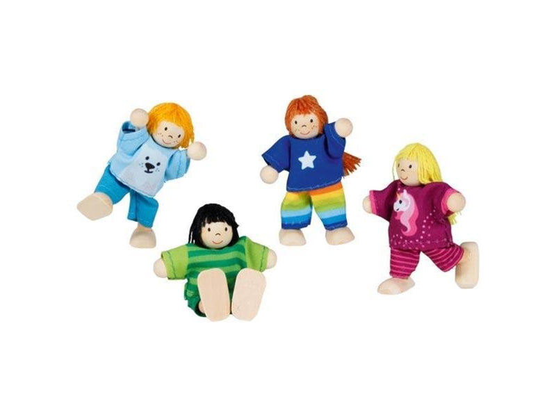 Goki Wooden Dollhouse Dolls Flexible Children 4 pcs.