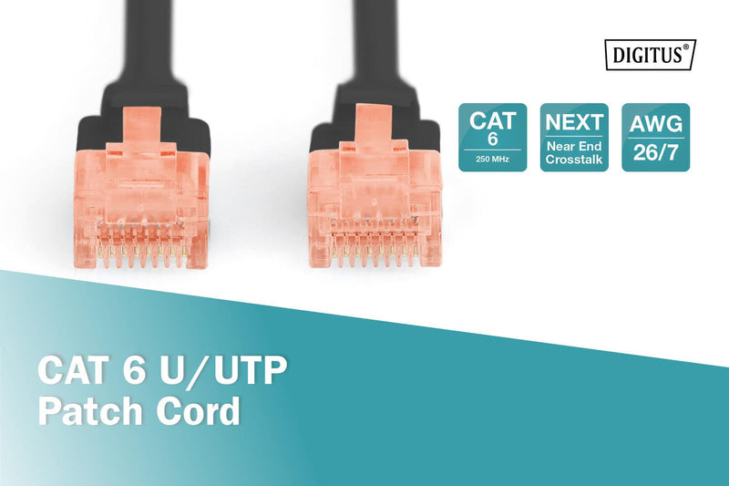 DIGITUS Patch-Kabel RJ-45 (M) zu RJ-45 (M) 2m CCA U/UTP Cat 6 schwarz (DK-1612-020/BL)