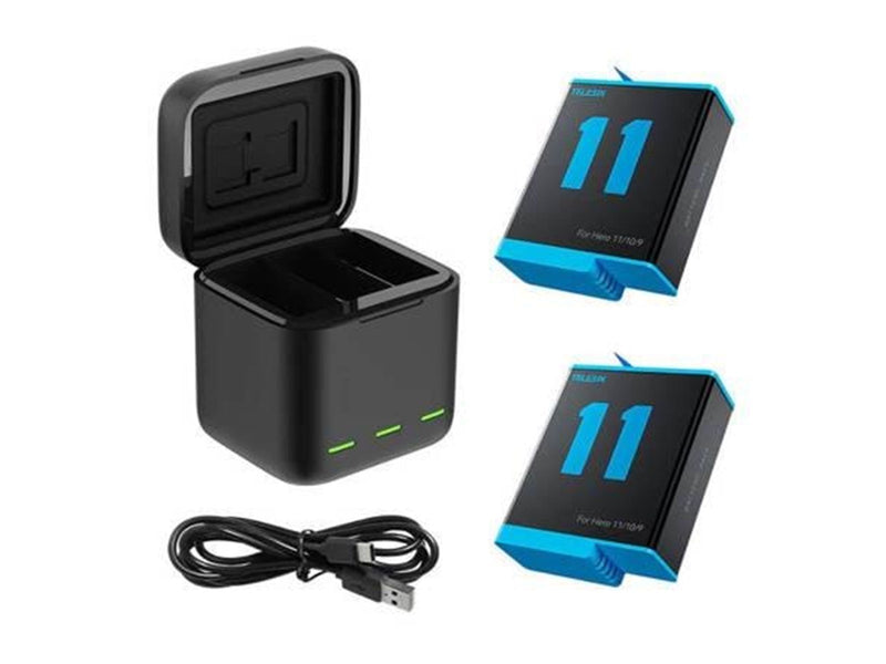 TELESIN 3-slot charger box for GoPro Hero 9 / Hero 10 / Hero 11 / Hero 12 + 2 batteries