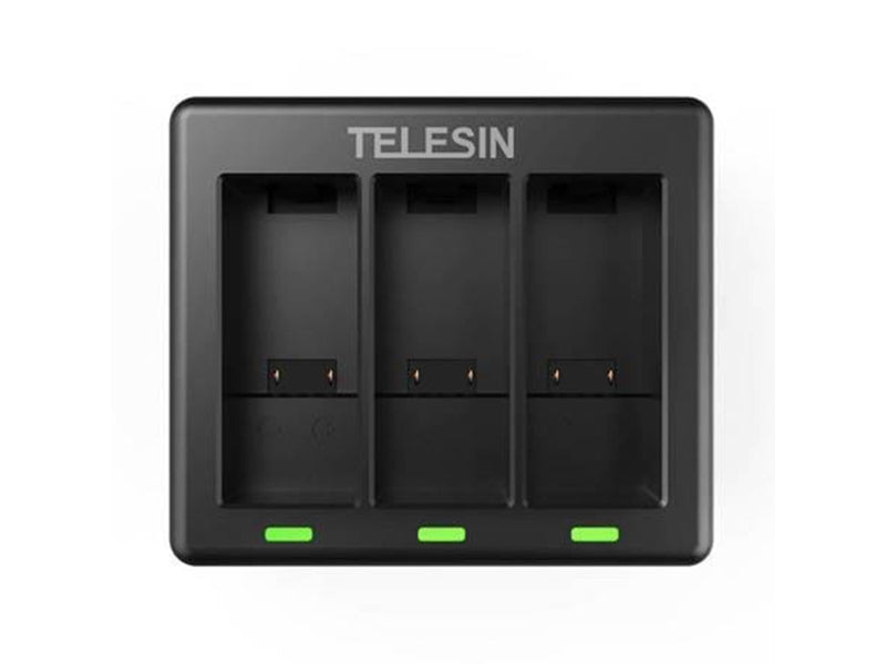 TELESIN 3-slot charger + 2 batteries for GoPro Hero 12 / Hero 11 / Hero 10 / Hero 9