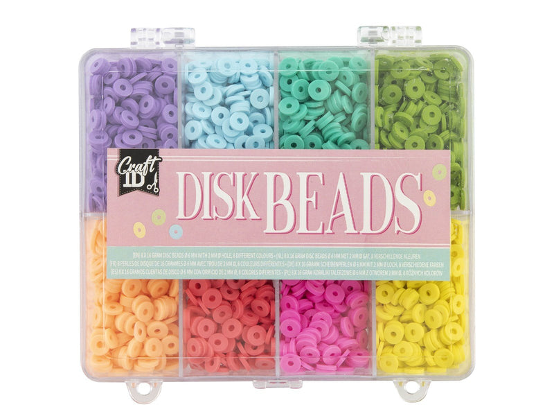 Craft Sensations Disc beads 6 mm in storage box - 8 colours