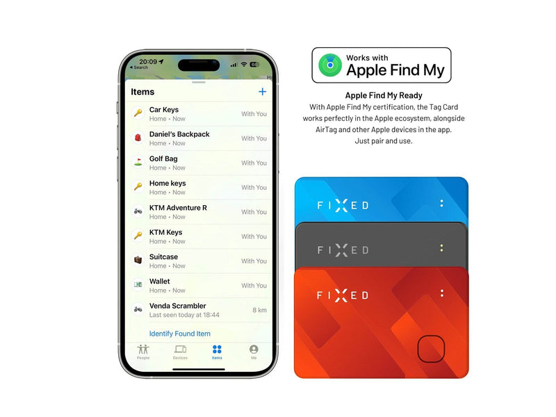 FIXED Tag Card Tracker for Apple Find My Black