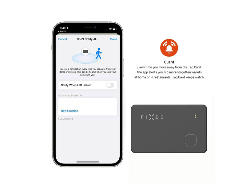 FIXED Tag Card Tracker for Apple Find My Black