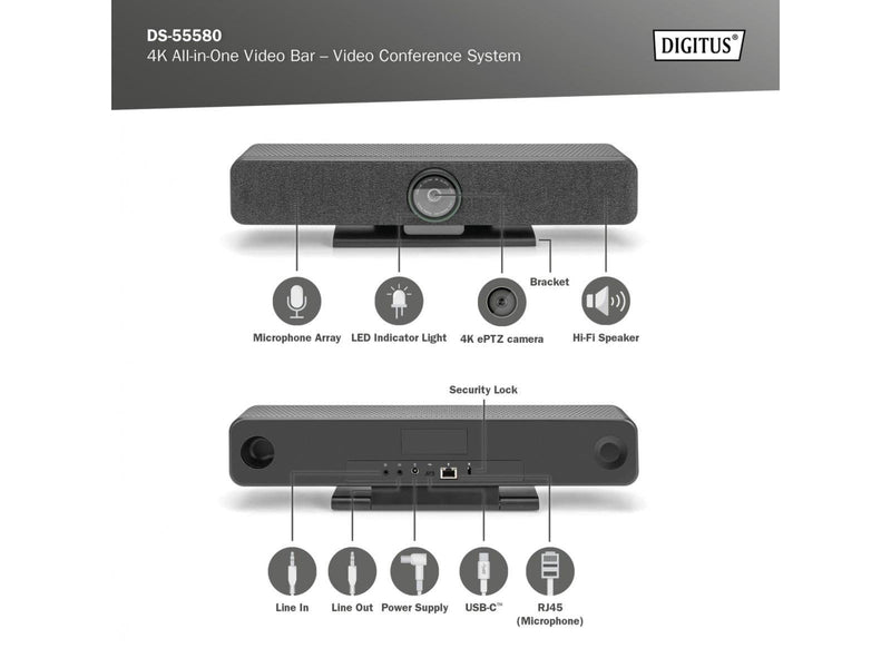 DIGITUS 4K All-in-One Video Bar Pro