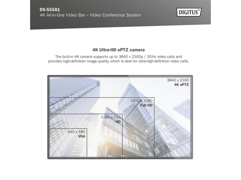 DIGITUS All-In-One VideoBar Mini 4K Videoconferenc
