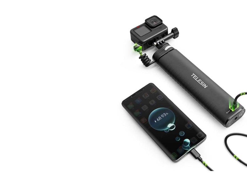 TELESIN Power grip selfie stick (With power bank) Powerbank (Akku) - schwarz - 10000 mAh