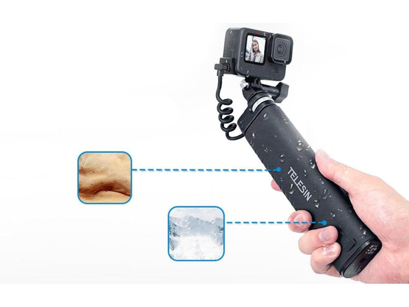 TELESIN Power grip selfie stick (With power bank) Powerbank (Akku) - schwarz - 10000 mAh