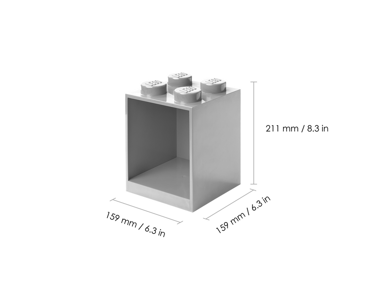 LEGO BRICK SHELF 4 KNOBS - GREY