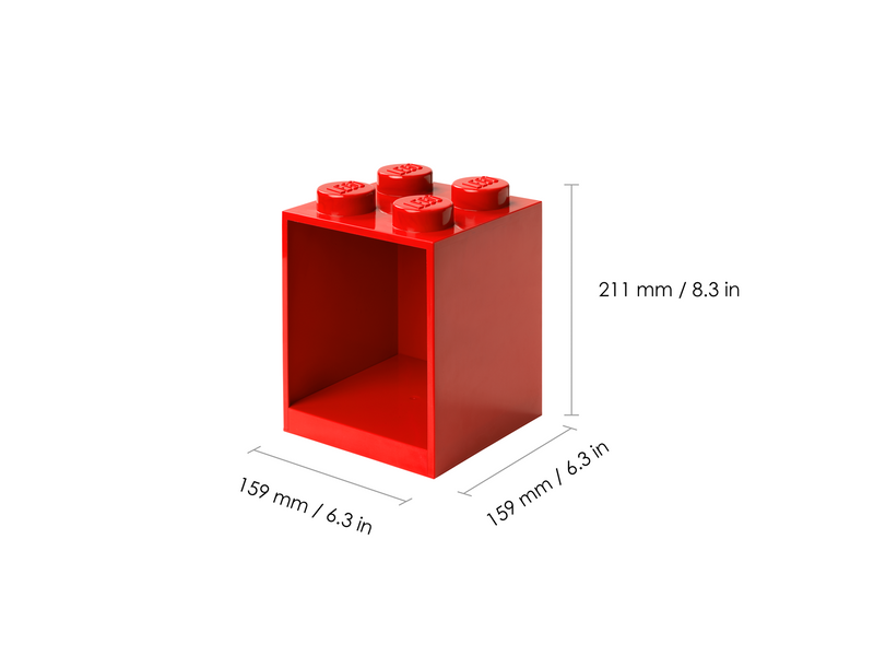 LEGO BRICK SHELF 4 KNOBS - RED