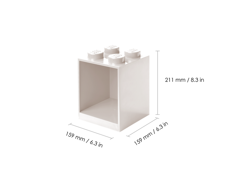 LEGO BRICK SHELF 4 KNOBS - WHITE