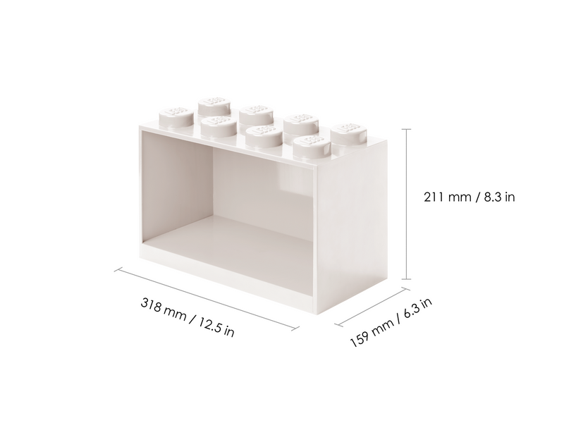 LEGO BRICK SHELF 8  KNOBS- WHITE