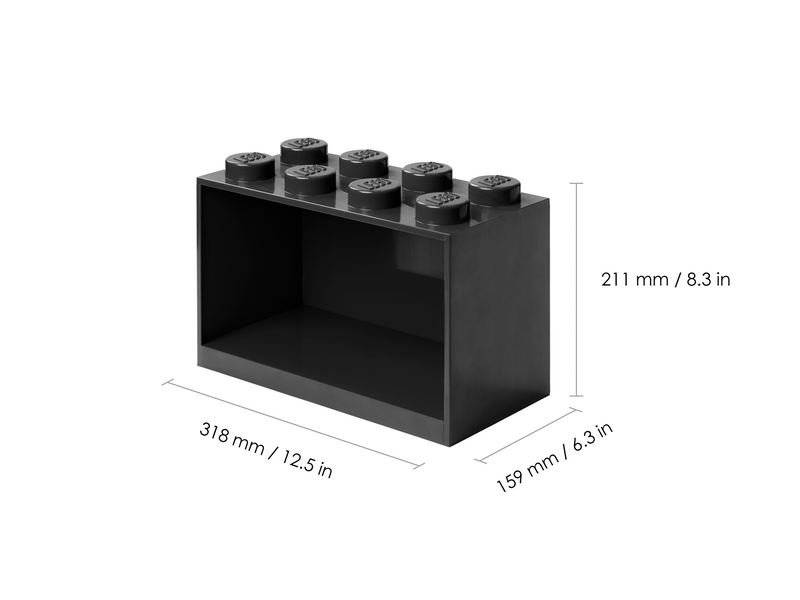LEGO BRICK SHELF 8 KNOBS - BLACK