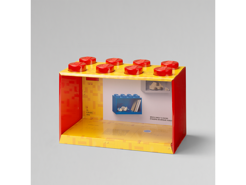 LEGO BRICK SHELF 8 KNOBS - RED