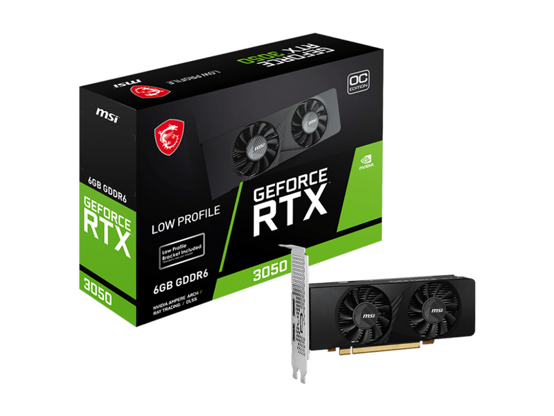 MSI GeForce RTX 3050 Low Profile OC - 6GB GDDR6 RAM - Grafikkarte
