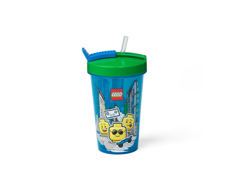 LEGO TUMBLER WITH STRAW ICONIC BOY