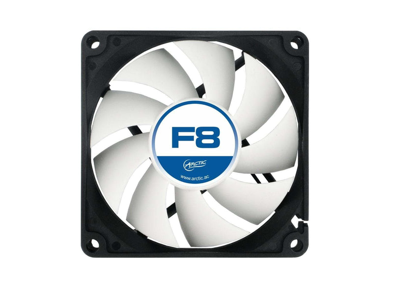 Arctic F8 - Gehäuselüfter - 80mm - Schwarz mit weißen Flügeln - 22 dBA