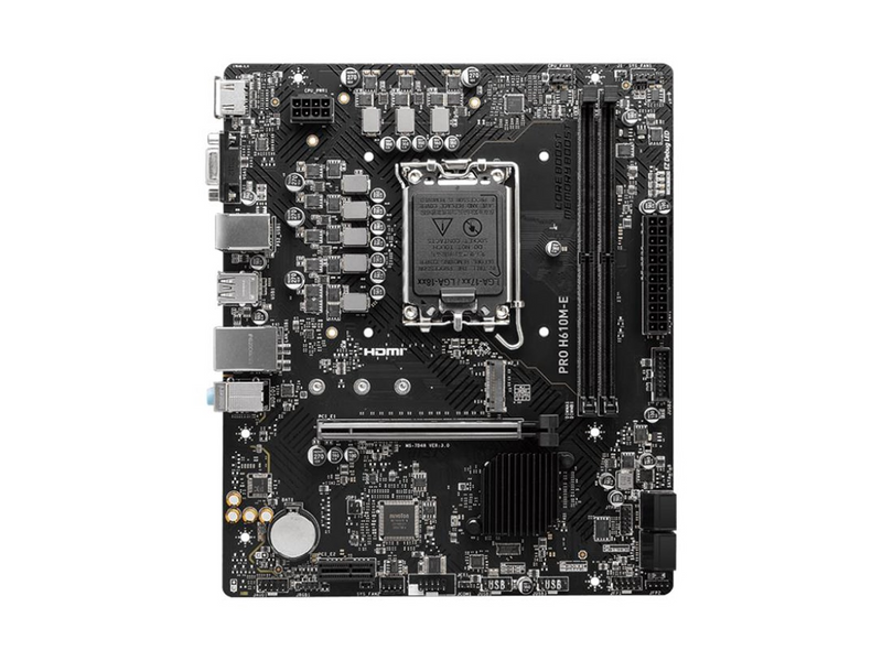 MSI PRO H610M-E Mainboard - Intel H610 - Intel LGA1700 socket - DDR5 RAM - Micro-ATX