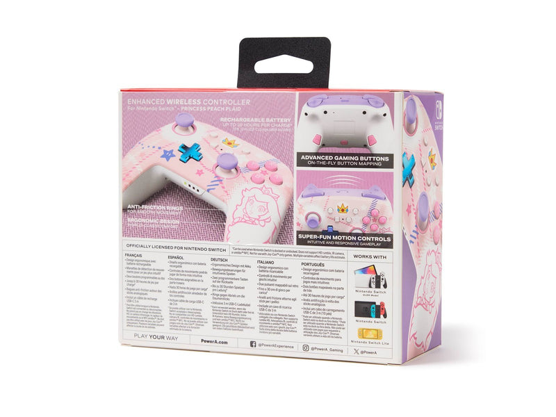PowerA Verbesserter kabelloser Controller für Nintendo Switch - Prinzessin-Peach-Plaid - Wireless Controller - Nintendo Switch