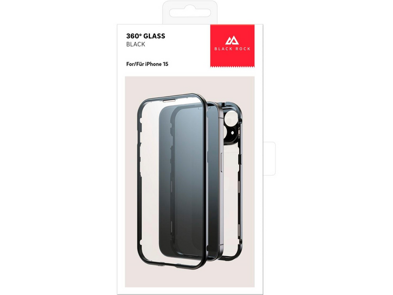 BLACK ROCK Phone Case 360° Glass Transp/Black - iPhone 15
