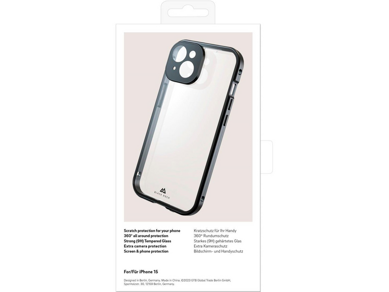 BLACK ROCK Phone Case 360° Glass Transp/Black - iPhone 15